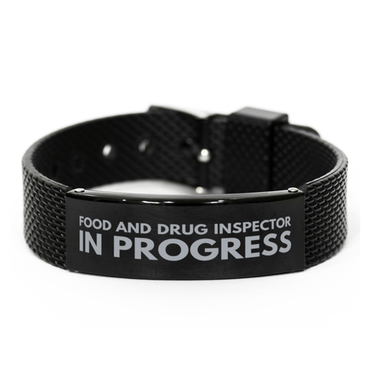 Inspirational Food And Drug Inspector Black Shark Mesh Bracelet, Food And Drug Inspector In Progress, Best Graduation Gifts for Students