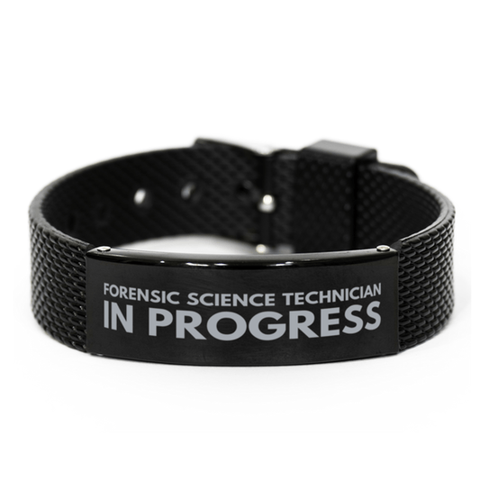 Inspirational Forensic Science Technician Black Shark Mesh Bracelet, Forensic Science Technician In Progress, Best Graduation Gifts for Students
