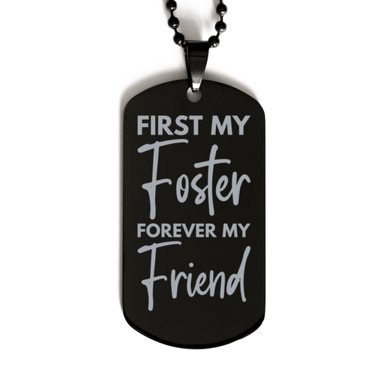 Inspirational Foster Black Dog Tag Necklace, First My Foster Forever My Friend, Best Birthday Gifts for Foster