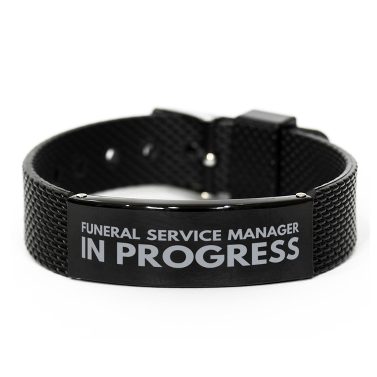 Inspirational Funeral Service Manager Black Shark Mesh Bracelet, Funeral Service Manager In Progress, Best Graduation Gifts for Students