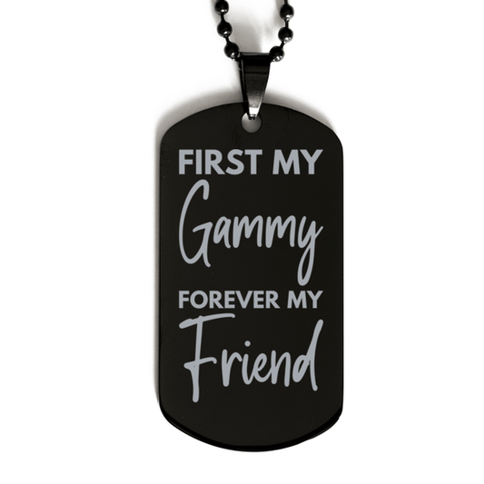 Inspirational Gammy Black Dog Tag Necklace, First My Gammy Forever My Friend, Best Birthday Gifts for Gammy
