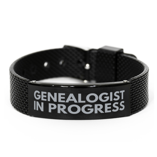 Inspirational Genealogist Black Shark Mesh Bracelet, Genealogist In Progress, Best Graduation Gifts for Students