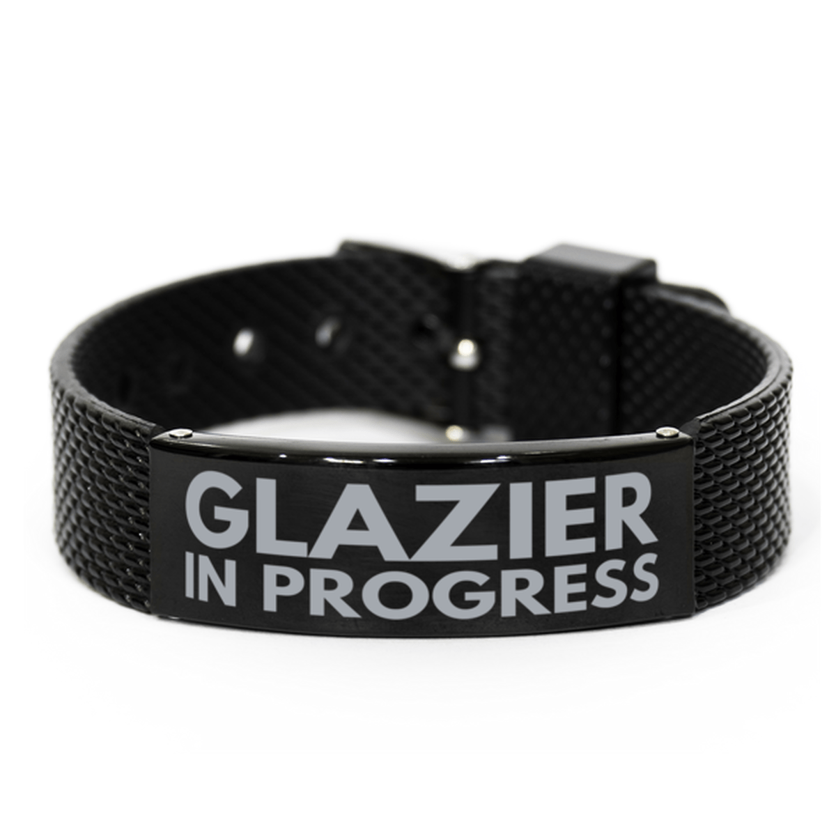 Inspirational Glazier Black Shark Mesh Bracelet, Glazier In Progress, Best Graduation Gifts for Students