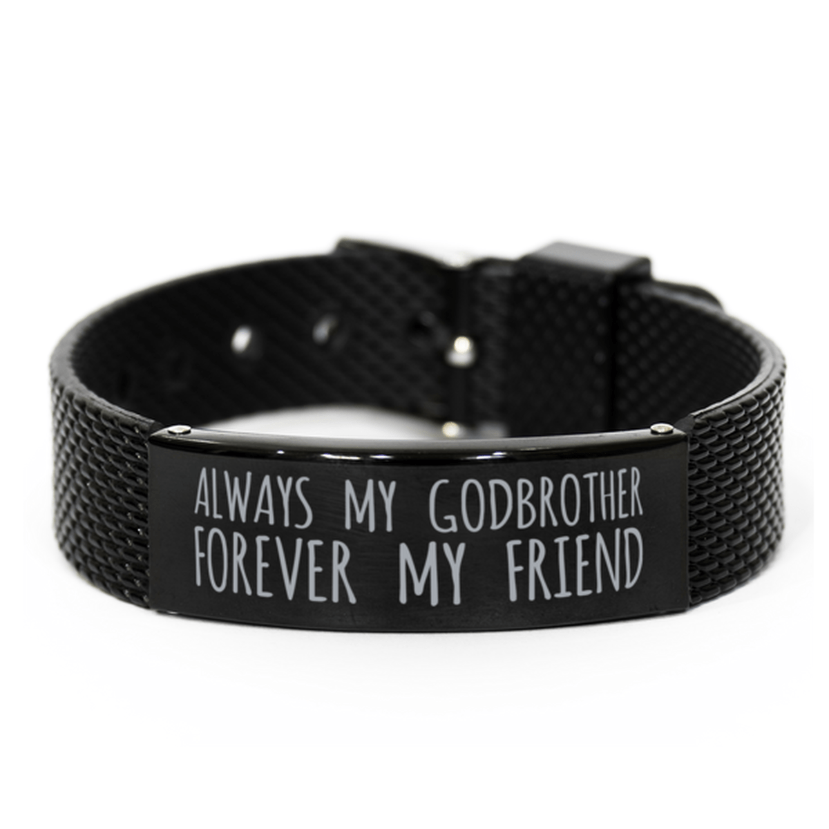 Inspirational Godbrother Black Shark Mesh Bracelet, Always My Godbrother Forever My Friend, Best Birthday Gifts for Family Friends