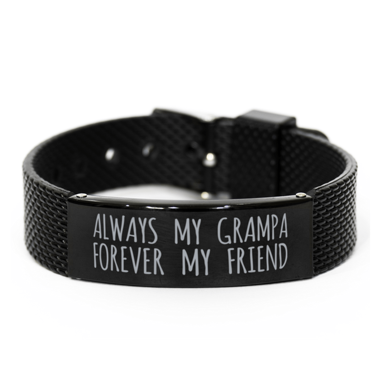 Inspirational Grampa Black Shark Mesh Bracelet, Always My Grampa Forever My Friend, Best Birthday Gifts for Family Friends