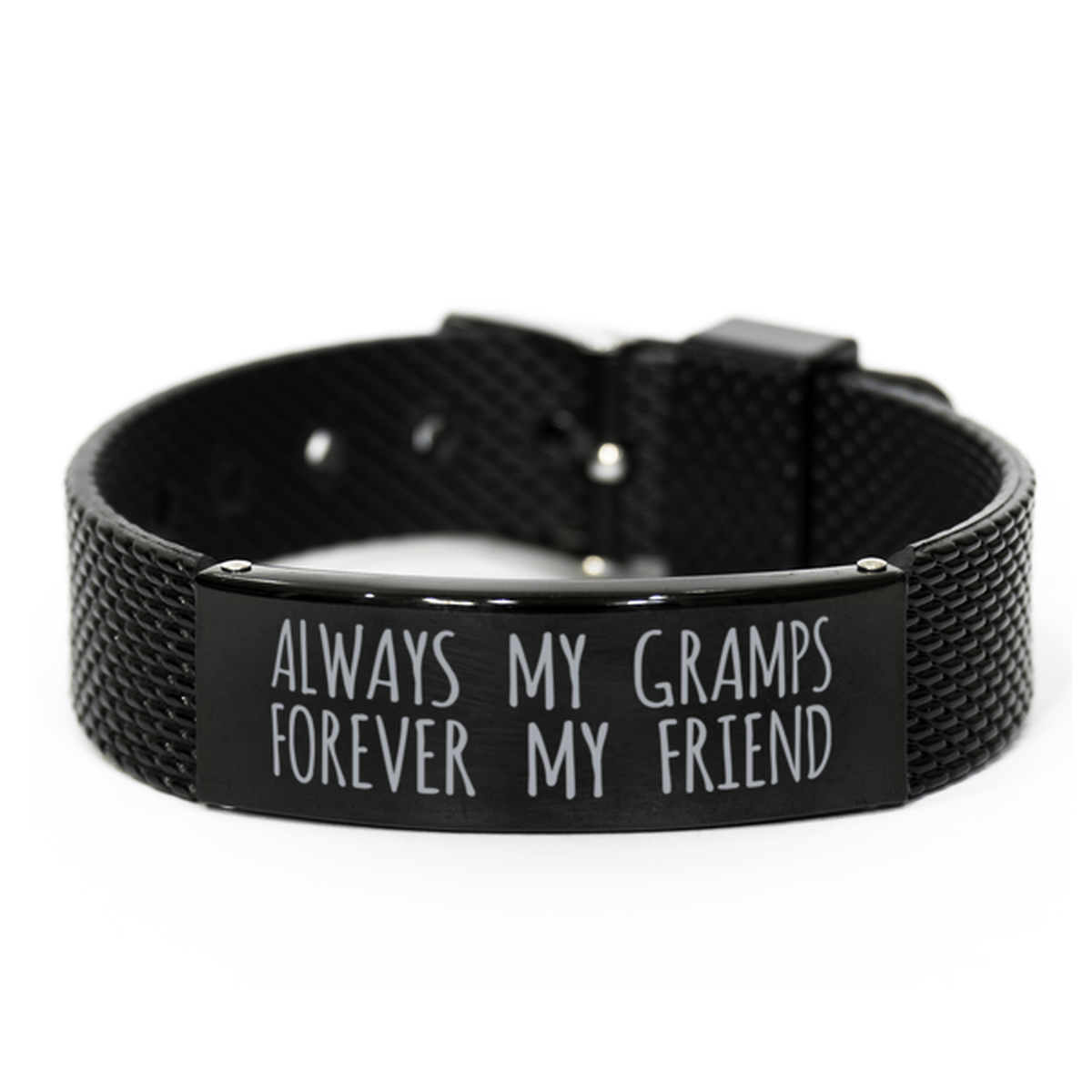 Inspirational Gramps Black Shark Mesh Bracelet, Always My Gramps Forever My Friend, Best Birthday Gifts for Family Friends