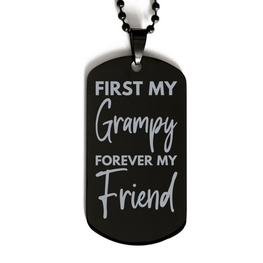 Inspirational Grampy Black Dog Tag Necklace, First My Grampy Forever My Friend, Best Birthday Gifts for Grampy