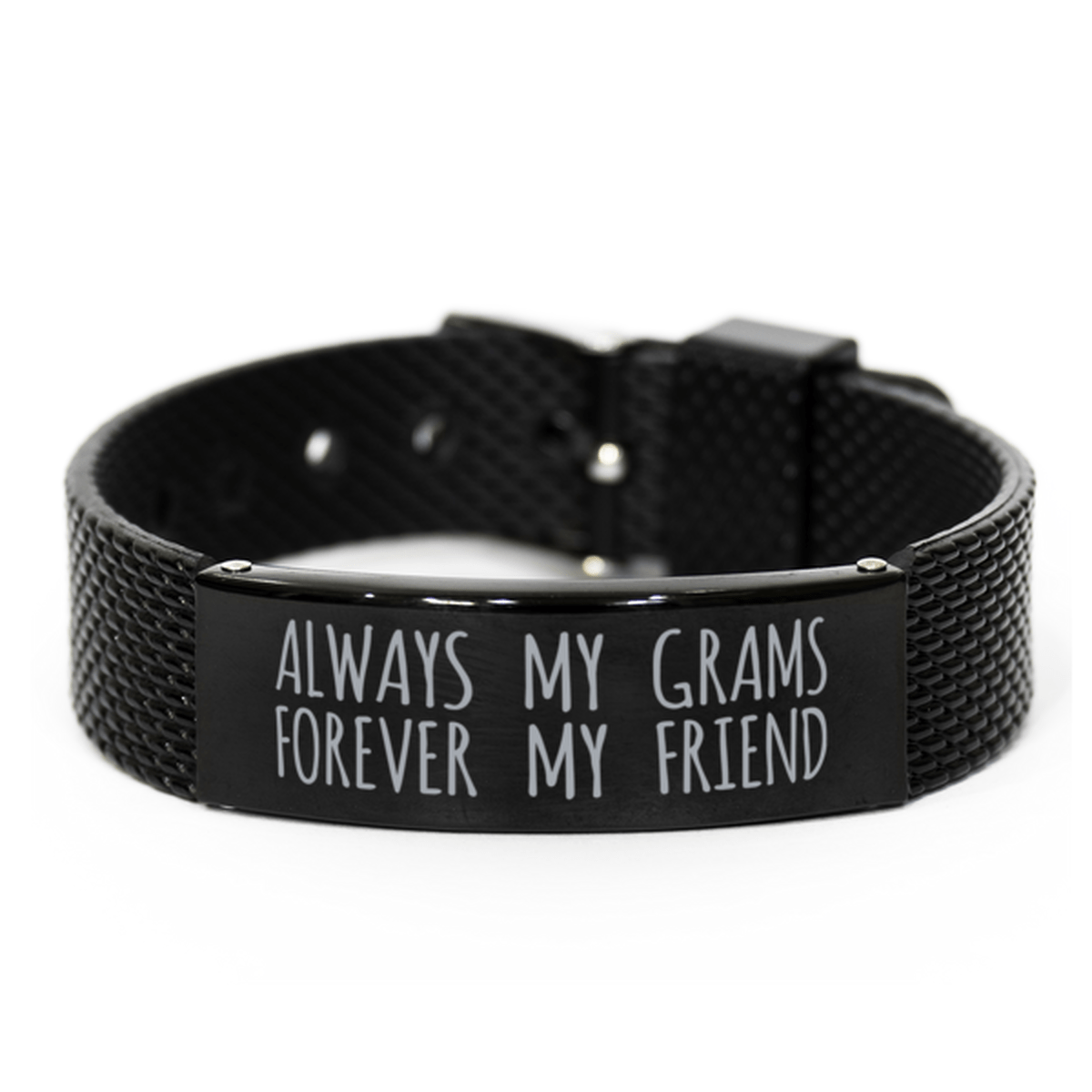 Inspirational Grams Black Shark Mesh Bracelet, Always My Grams Forever My Friend, Best Birthday Gifts for Family Friends