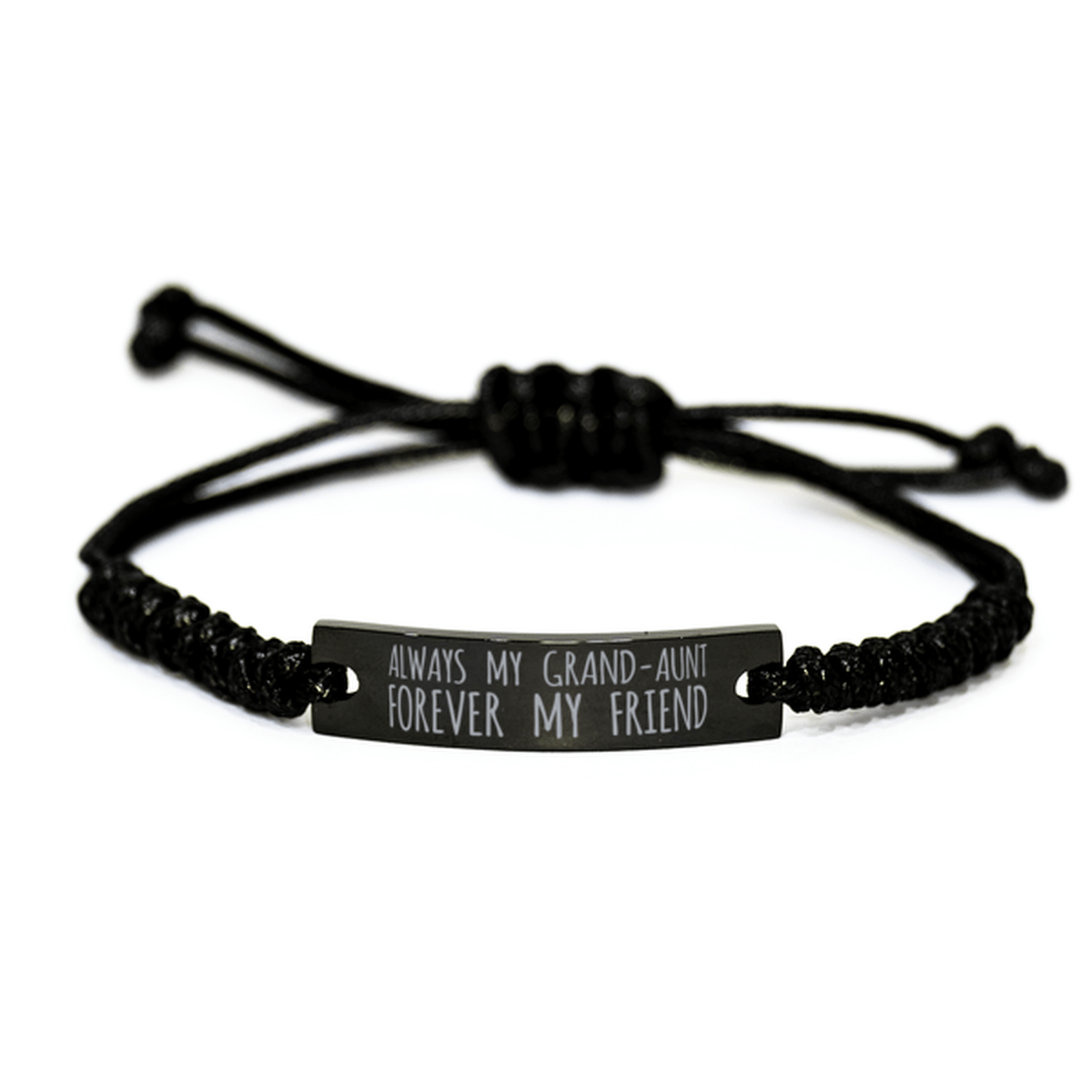 Inspirational Grand Aunt Black Rope Bracelet, Always My Grand Aunt Forever My Friend, Best Birthday Gifts For Family