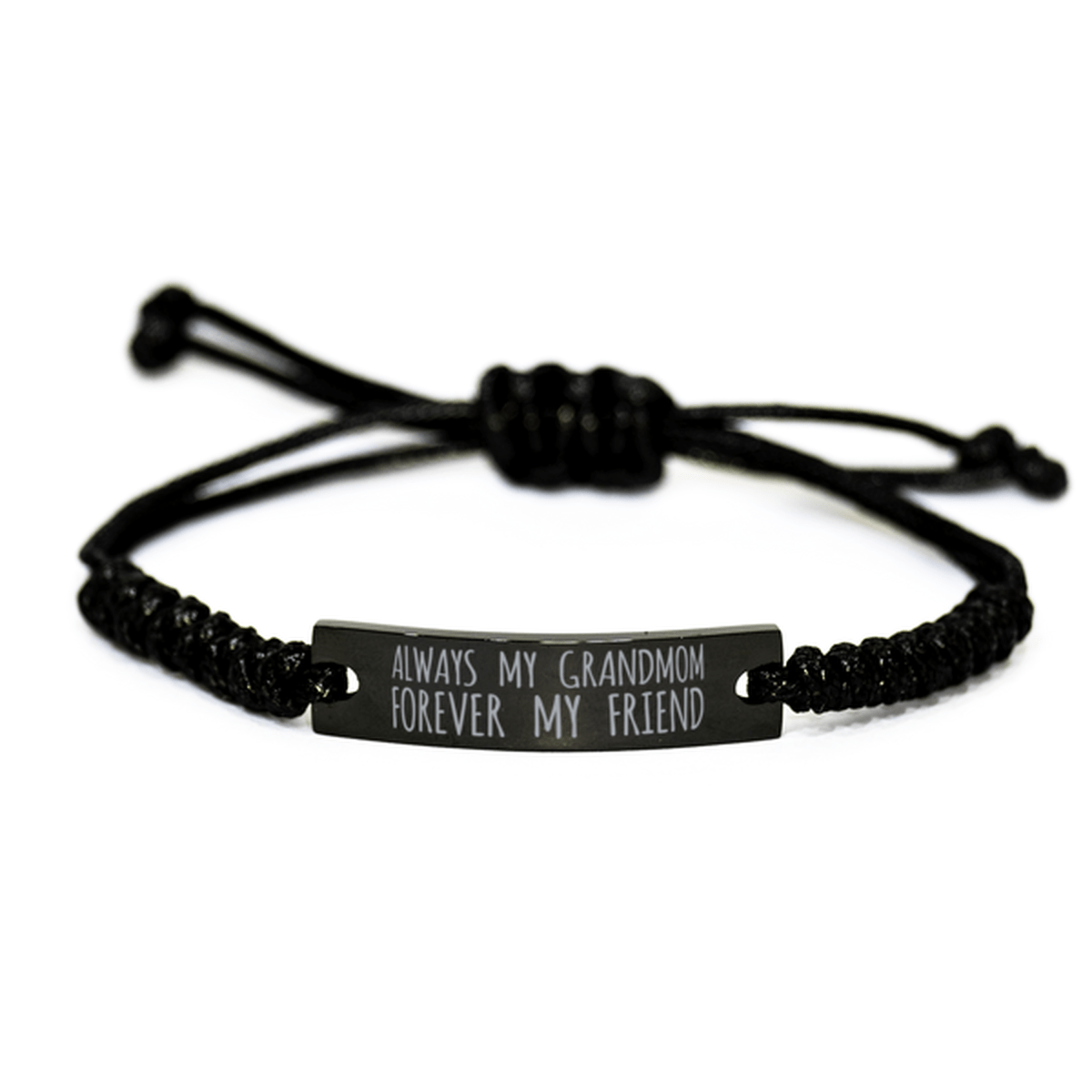 Inspirational Grandmom Black Rope Bracelet, Always My Grandmom Forever My Friend, Best Birthday Gifts For Family