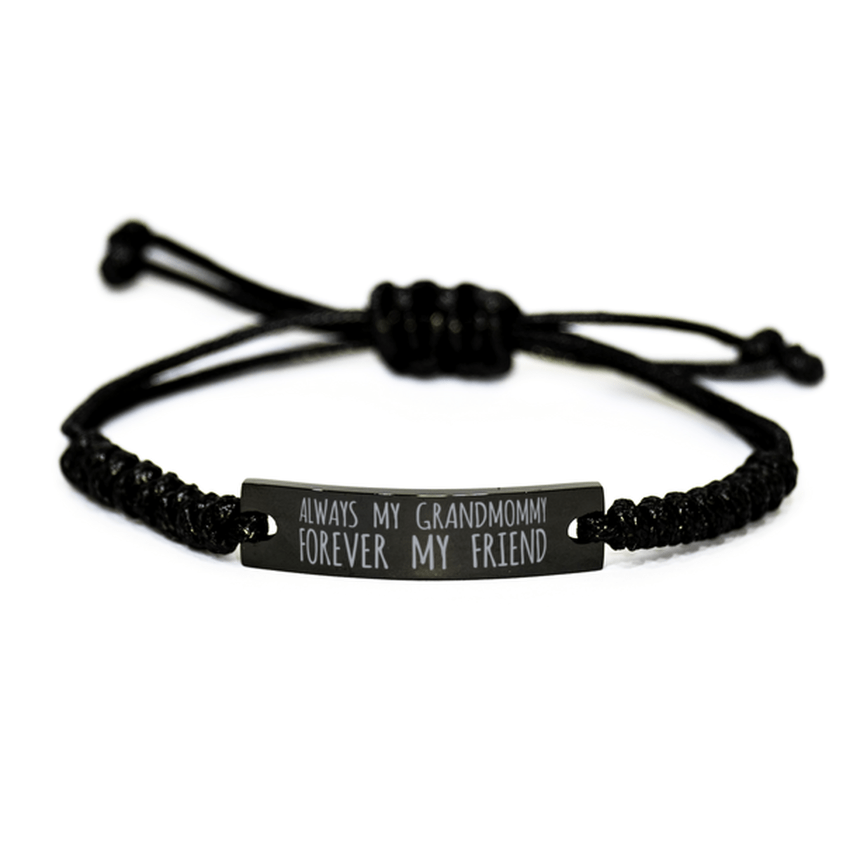 Inspirational Grandmommy Black Rope Bracelet, Always My Grandmommy Forever My Friend, Best Birthday Gifts For Family