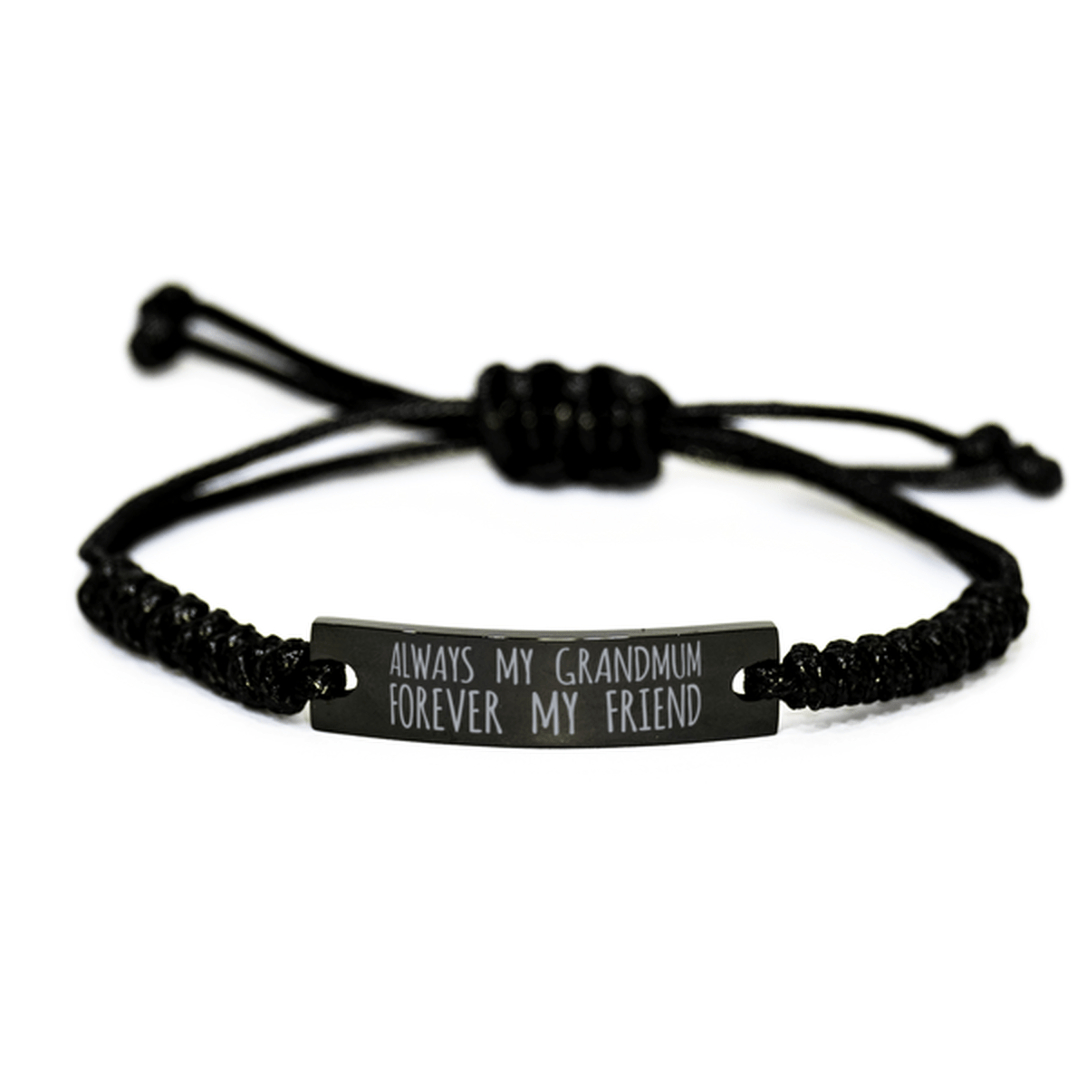 Inspirational Grandmum Black Rope Bracelet, Always My Grandmum Forever My Friend, Best Birthday Gifts For Family