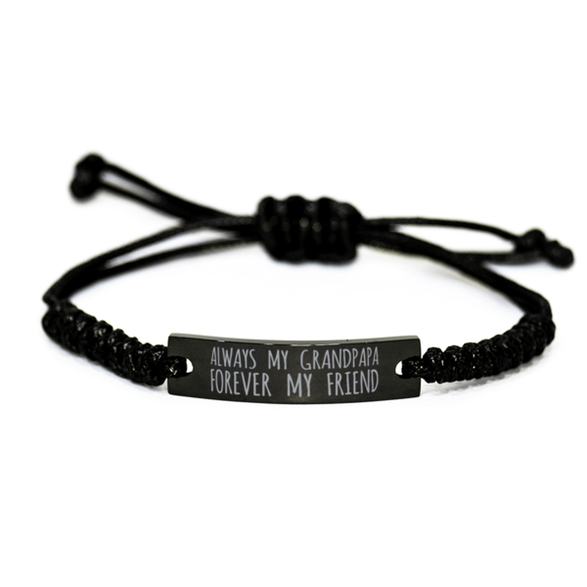 Inspirational Grandpapa Black Rope Bracelet, Always My Grandpapa Forever My Friend, Best Birthday Gifts For Family