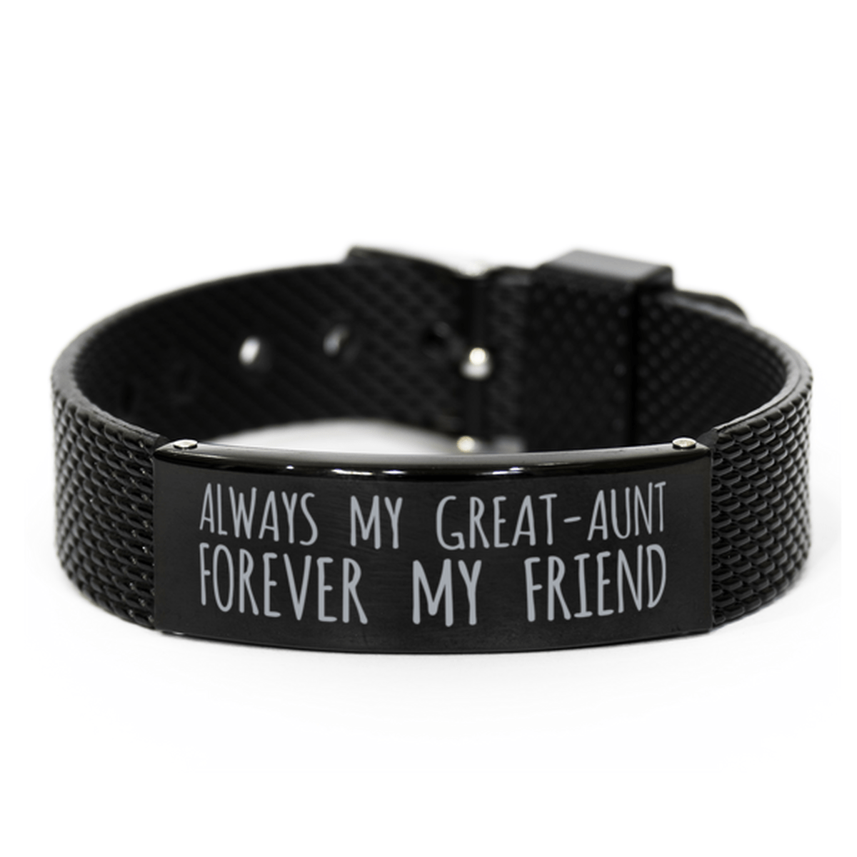 Inspirational Great Aunt Black Shark Mesh Bracelet, Always My Great Aunt Forever My Friend, Best Birthday Gifts for Family Friends