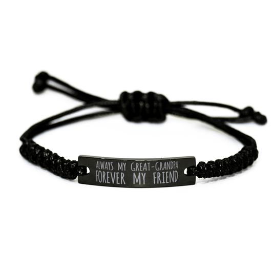 Inspirational Great Grandpa Black Rope Bracelet, Always My Great Grandpa Forever My Friend, Best Birthday Gifts For Family