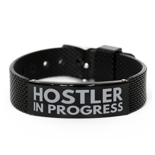 Inspirational Hostler Black Shark Mesh Bracelet, Hostler In Progress, Best Graduation Gifts for Students