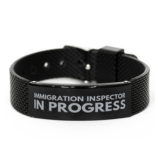 Inspirational Immigration Inspector Black Shark Mesh Bracelet, Immigration Inspector In Progress, Best Graduation Gifts for Students