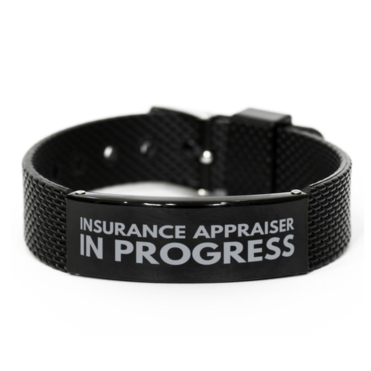 Inspirational Insurance Appraiser Black Shark Mesh Bracelet, Insurance Appraiser In Progress, Best Graduation Gifts for Students