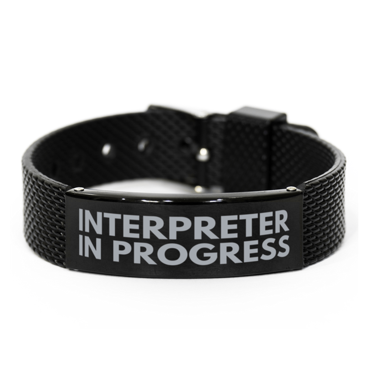 Inspirational Interpreter Black Shark Mesh Bracelet, Interpreter In Progress, Best Graduation Gifts for Students