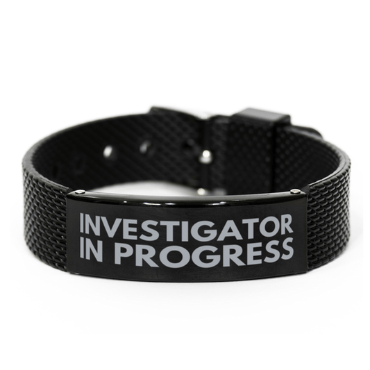 Inspirational Investigator Black Shark Mesh Bracelet, Investigator In Progress, Best Graduation Gifts for Students