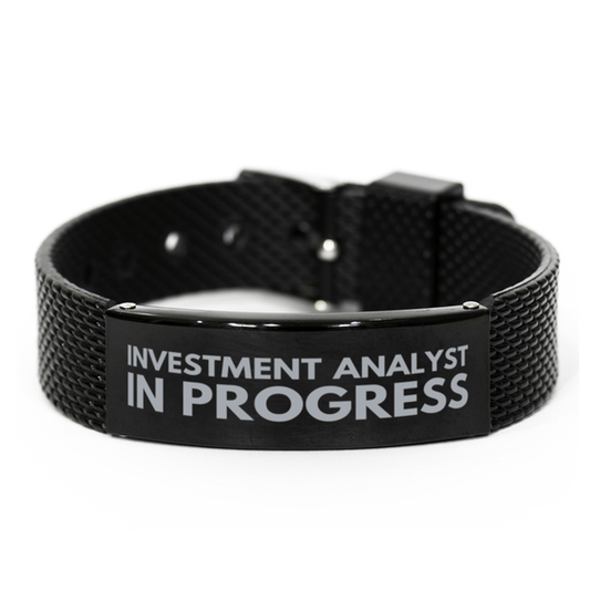 Inspirational Investment Analyst Black Shark Mesh Bracelet, Investment Analyst In Progress, Best Graduation Gifts for Students
