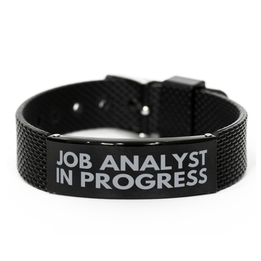 Inspirational Job Analyst Black Shark Mesh Bracelet, Job Analyst In Progress, Best Graduation Gifts for Students