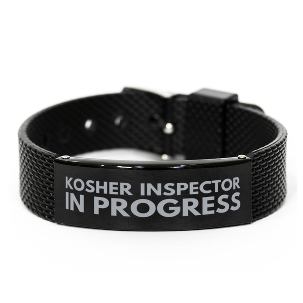 Inspirational Kosher Inspector Black Shark Mesh Bracelet, Kosher Inspector In Progress, Best Graduation Gifts for Students