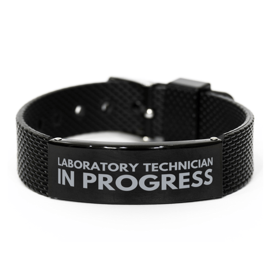 Inspirational Laboratory Technician Black Shark Mesh Bracelet, Laboratory Technician In Progress, Best Graduation Gifts for Students