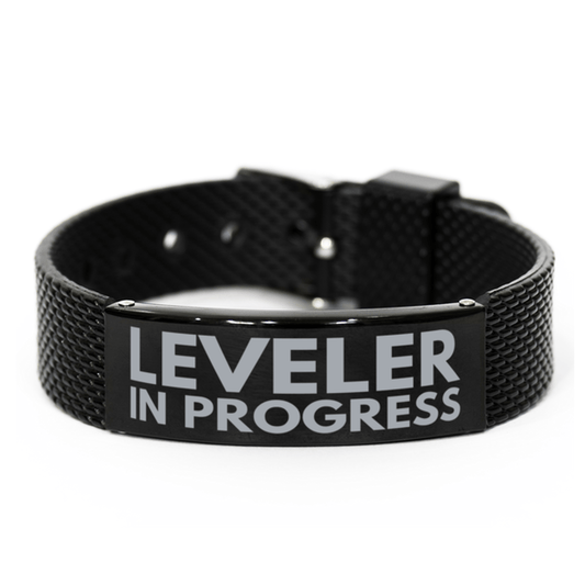 Inspirational Leveler Black Shark Mesh Bracelet, Leveler In Progress, Best Graduation Gifts for Students