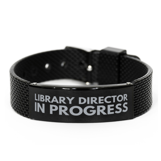 Inspirational Library Director Black Shark Mesh Bracelet, Library Director In Progress, Best Graduation Gifts for Students