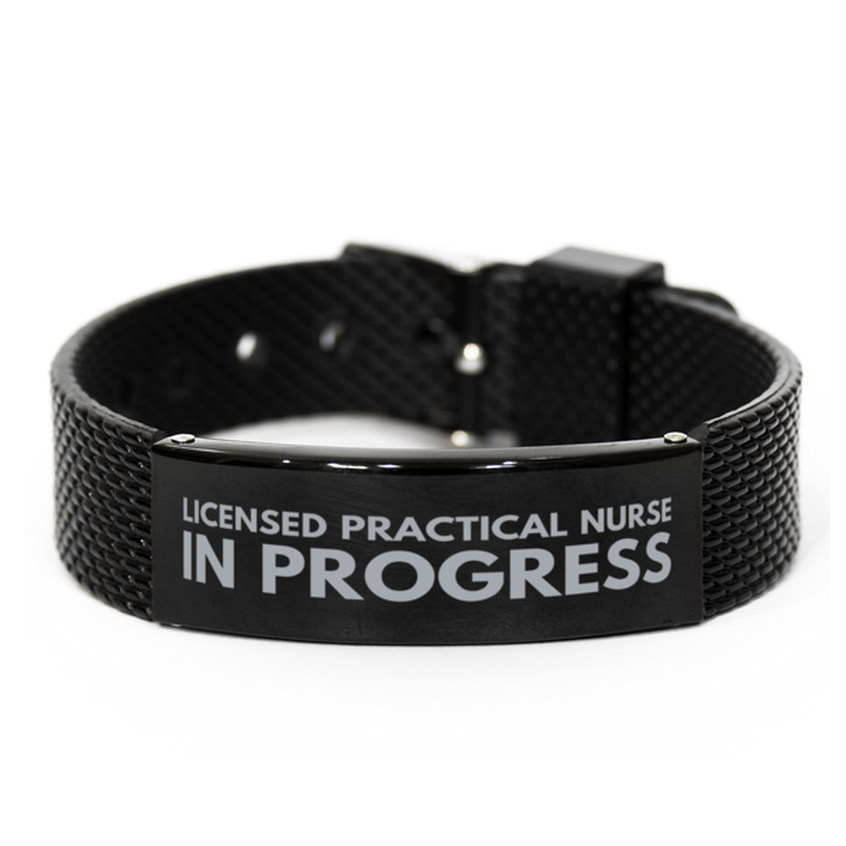 Inspirational Licensed Practical Nurse Black Shark Mesh Bracelet, Licensed Practical Nurse In Progress, Best Graduation Gifts for Students