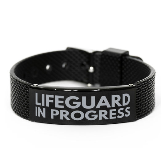 Inspirational Lifeguard Black Shark Mesh Bracelet, Lifeguard In Progress, Best Graduation Gifts for Students