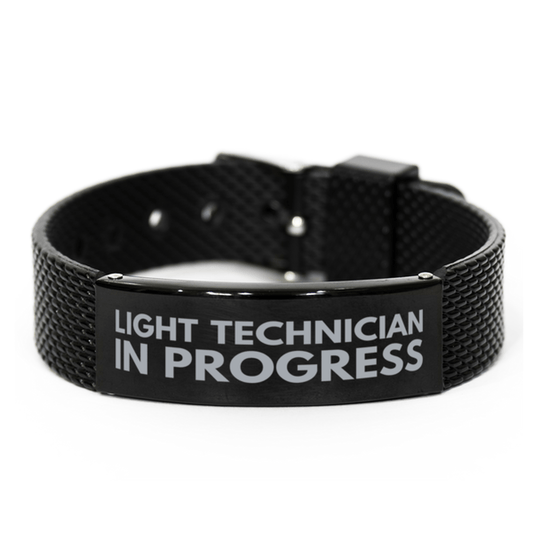 Inspirational Light Technician Black Shark Mesh Bracelet, Light Technician In Progress, Best Graduation Gifts for Students