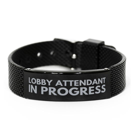 Inspirational Lobby Attendant Black Shark Mesh Bracelet, Lobby Attendant In Progress, Best Graduation Gifts for Students