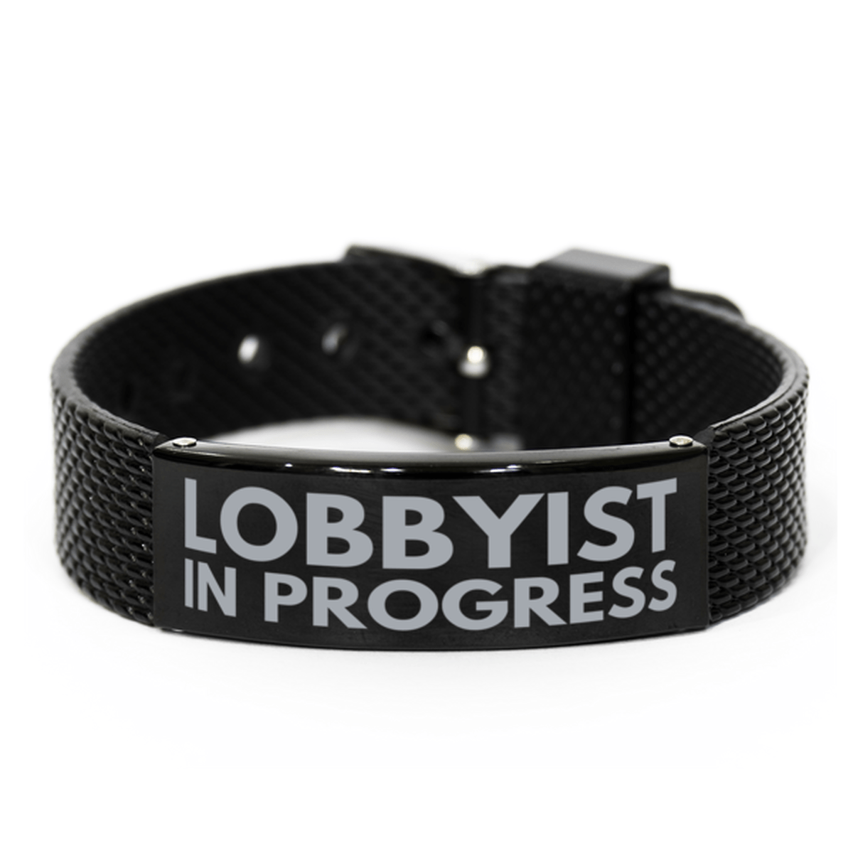 Inspirational Lobbyist Black Shark Mesh Bracelet, Lobbyist In Progress, Best Graduation Gifts for Students