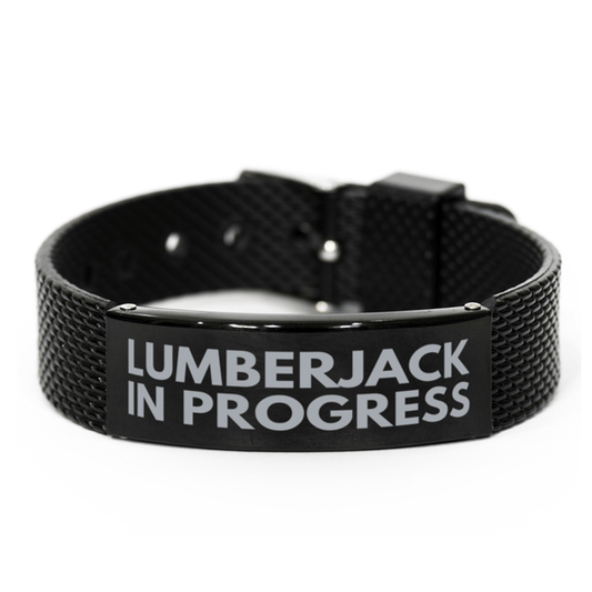 Inspirational Lumberjack Black Shark Mesh Bracelet, Lumberjack In Progress, Best Graduation Gifts for Students