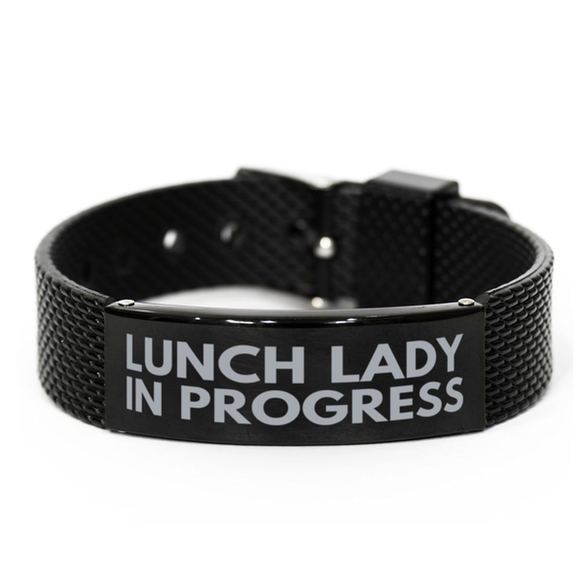 Inspirational Lunch Lady Black Shark Mesh Bracelet, Lunch Lady In Progress, Best Graduation Gifts for Students