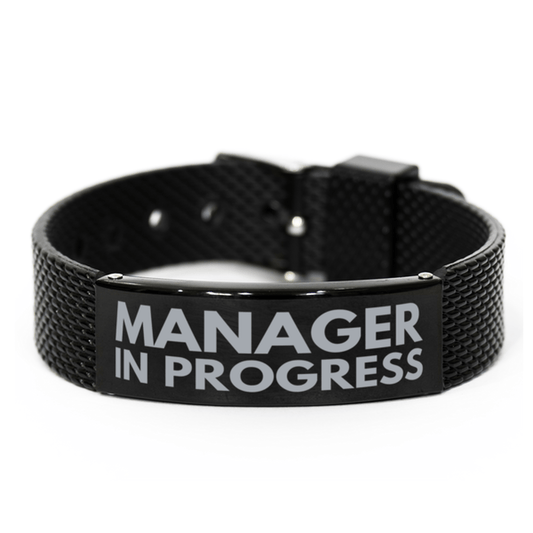 Inspirational Manager Black Shark Mesh Bracelet, Manager In Progress, Best Graduation Gifts for Students