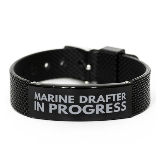 Inspirational Marine Drafter Black Shark Mesh Bracelet, Marine Drafter In Progress, Best Graduation Gifts for Students