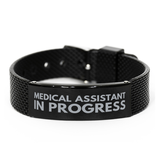 Inspirational Medical Assistant Black Shark Mesh Bracelet, Medical Assistant In Progress, Best Graduation Gifts for Students