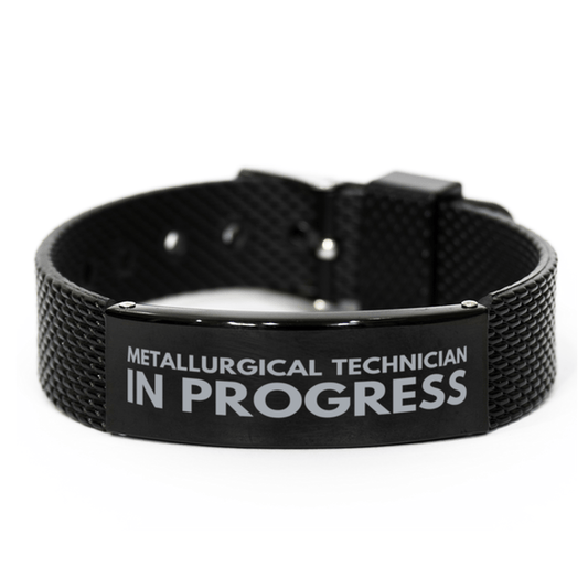 Inspirational Metallurgical Technician Black Shark Mesh Bracelet, Metallurgical Technician In Progress, Best Graduation Gifts for Students