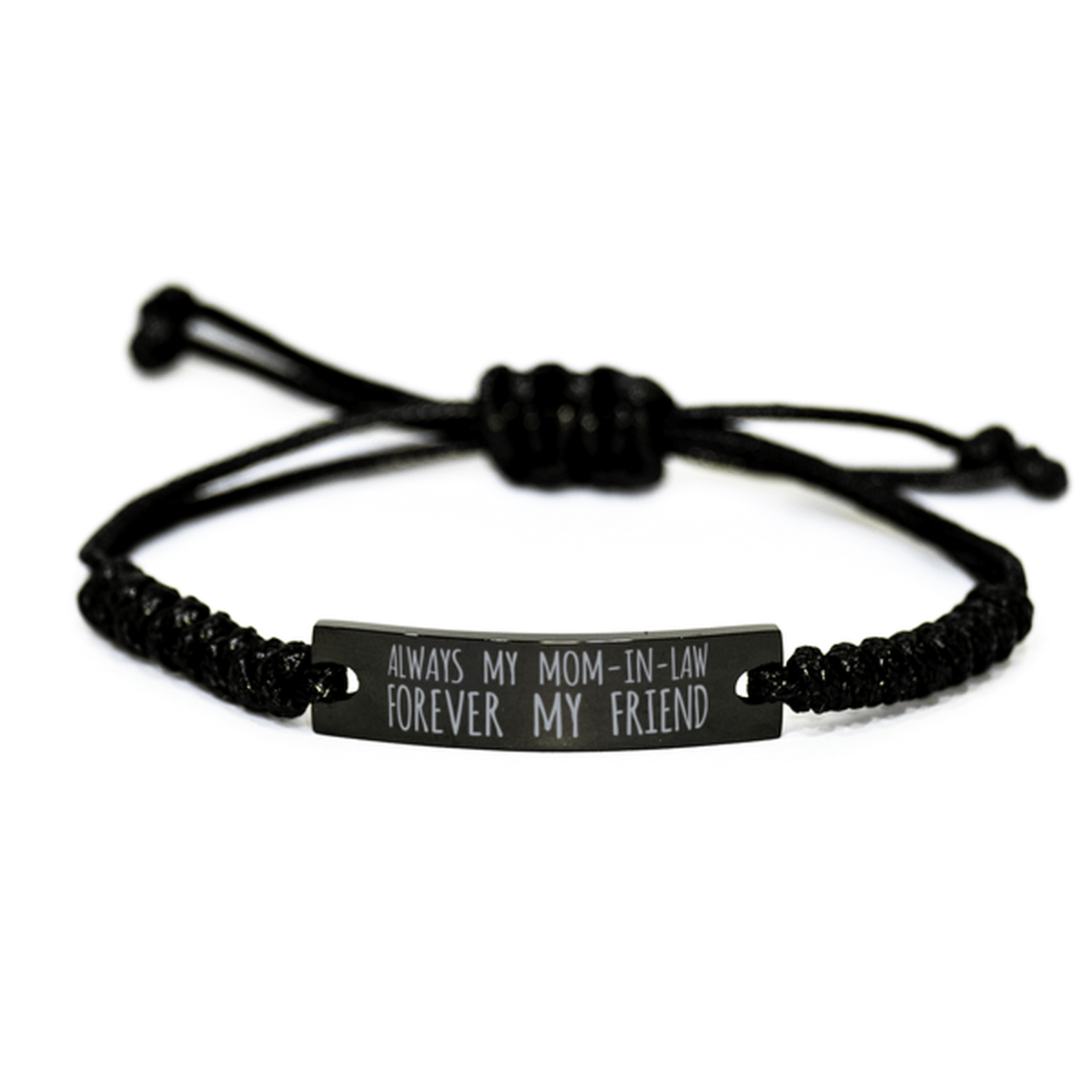 Inspirational Mom-In-Law Black Rope Bracelet, Always My Mom-In-Law Forever My Friend, Best Birthday Gifts For Family