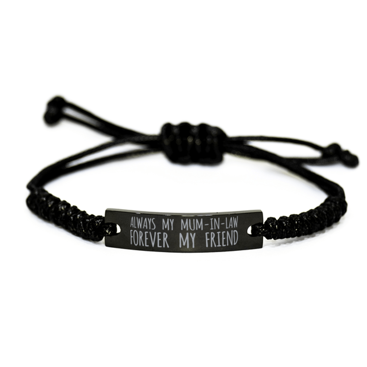 Inspirational Mum-In-Law Black Rope Bracelet, Always My Mum-In-Law Forever My Friend, Best Birthday Gifts For Family