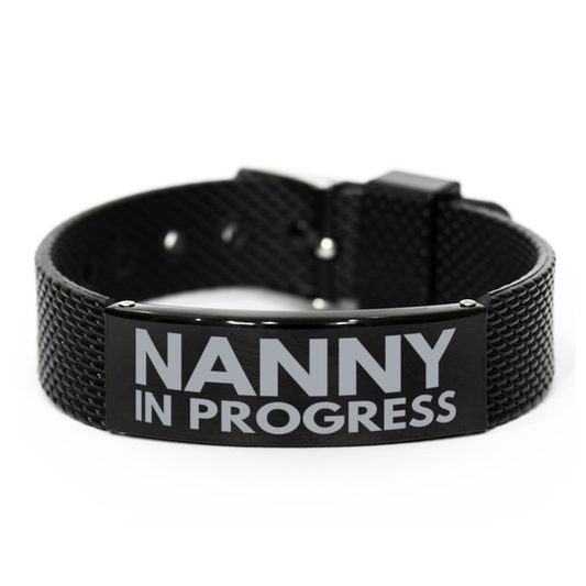 Inspirational Nanny Black Shark Mesh Bracelet, Nanny In Progress, Best Graduation Gifts for Students