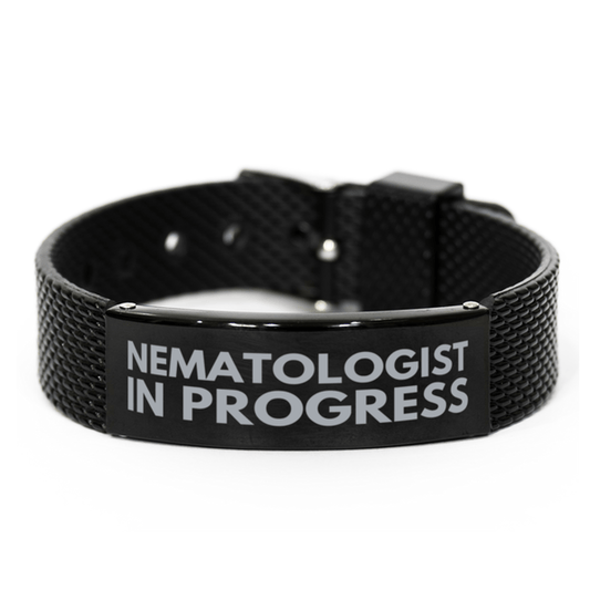 Inspirational Nematologist Black Shark Mesh Bracelet, Nematologist In Progress, Best Graduation Gifts for Students