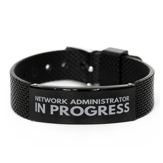 Inspirational Network Administrator Black Shark Mesh Bracelet, Network Administrator In Progress, Best Graduation Gifts for Students