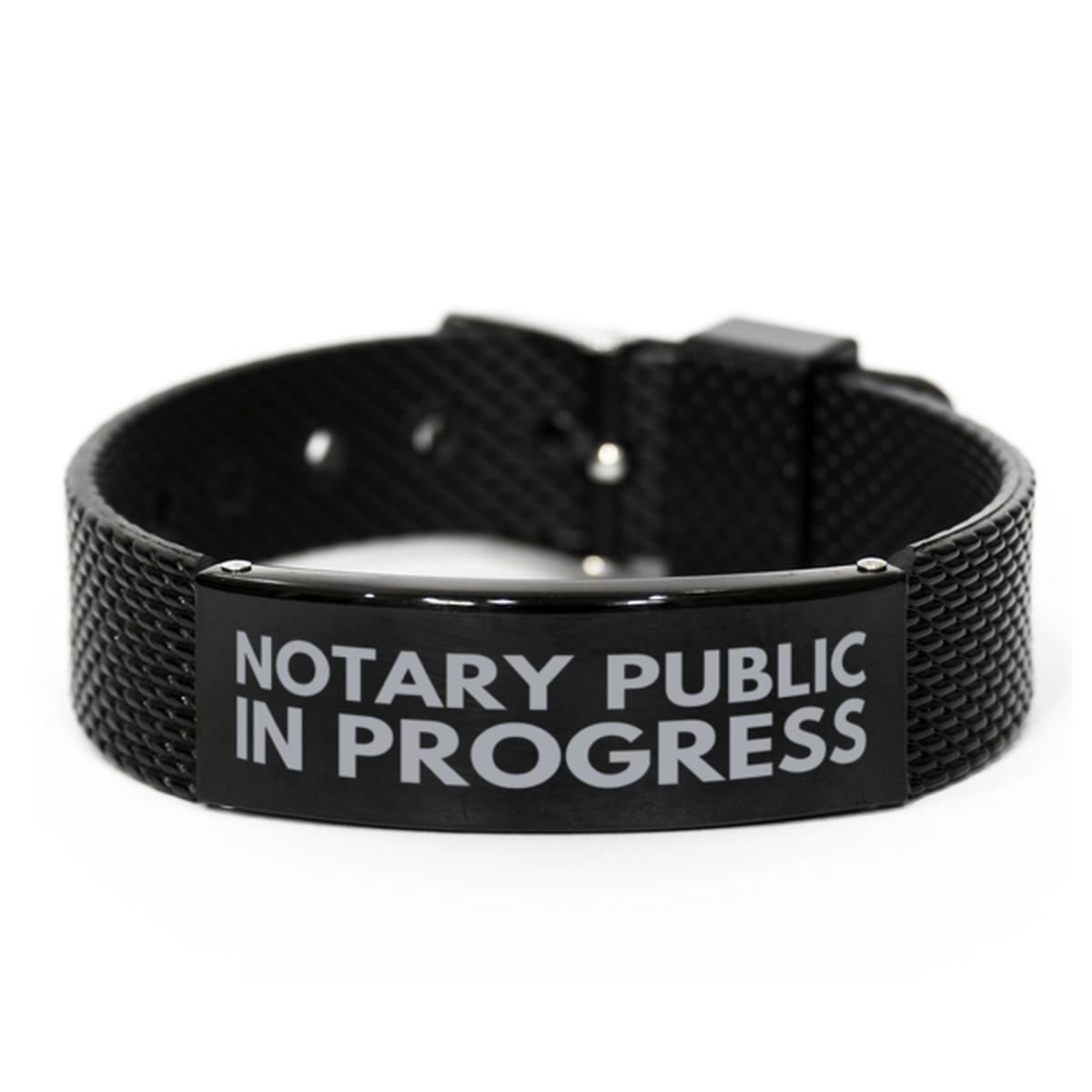 Inspirational Notary Public Black Shark Mesh Bracelet, Notary Public In Progress, Best Graduation Gifts for Students