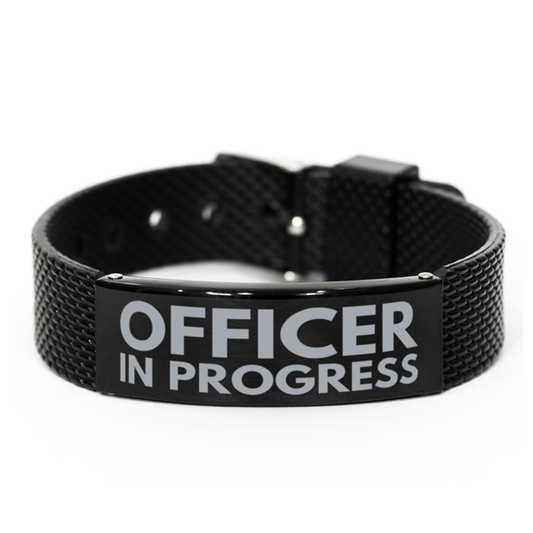 Inspirational Officer Black Shark Mesh Bracelet, Officer In Progress, Best Graduation Gifts for Students