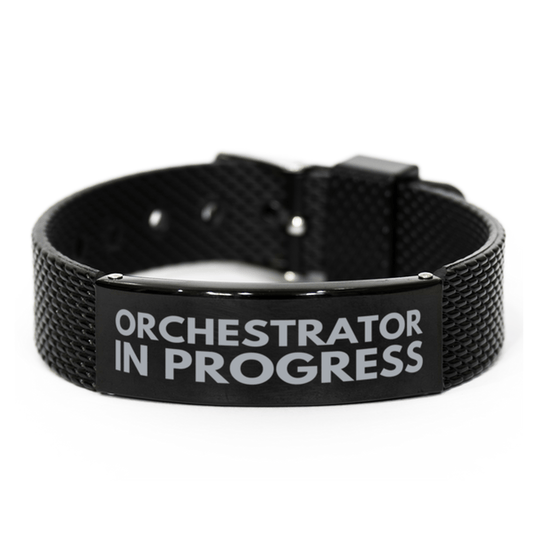Inspirational Orchestrator Black Shark Mesh Bracelet, Orchestrator In Progress, Best Graduation Gifts for Students