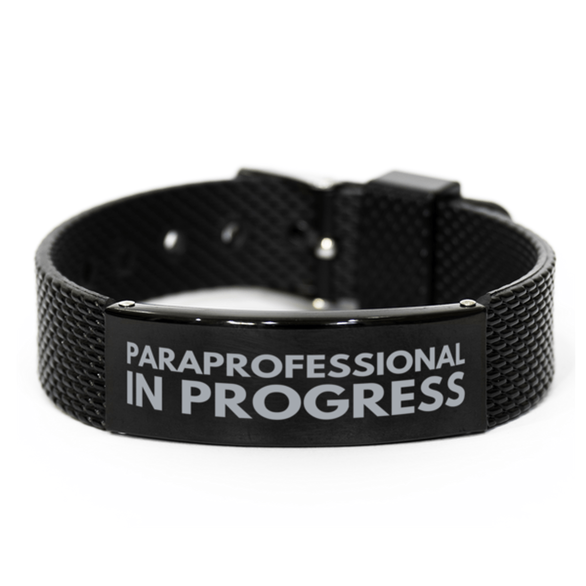 Inspirational Paraprofessional Black Shark Mesh Bracelet, Paraprofessional In Progress, Best Graduation Gifts for Students